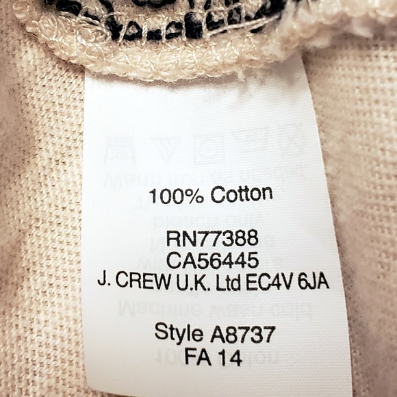 J.Crew Cream w/black embroidery Long sleeve Top. S - Picture 3 of 5